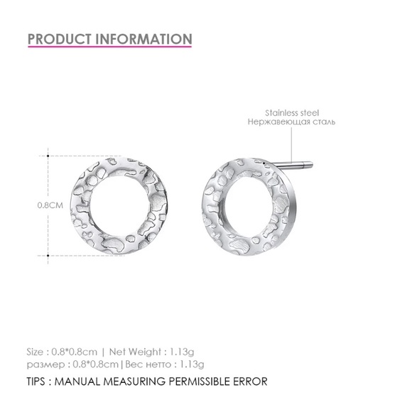 Stainless Steel Stud Earrings - Picture 2 of 4